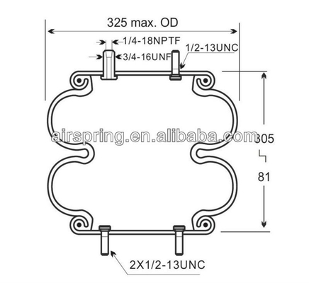 Suspensão complicada dobro Goodyear 2B12-313/Contitech FD330-22 364/Firetone W01-358-7405 do ar da mola de ar