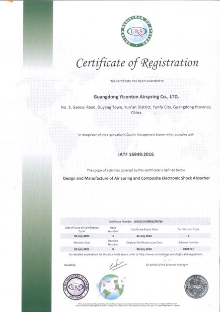 CHINA Yitao Air Spring Group Certificações